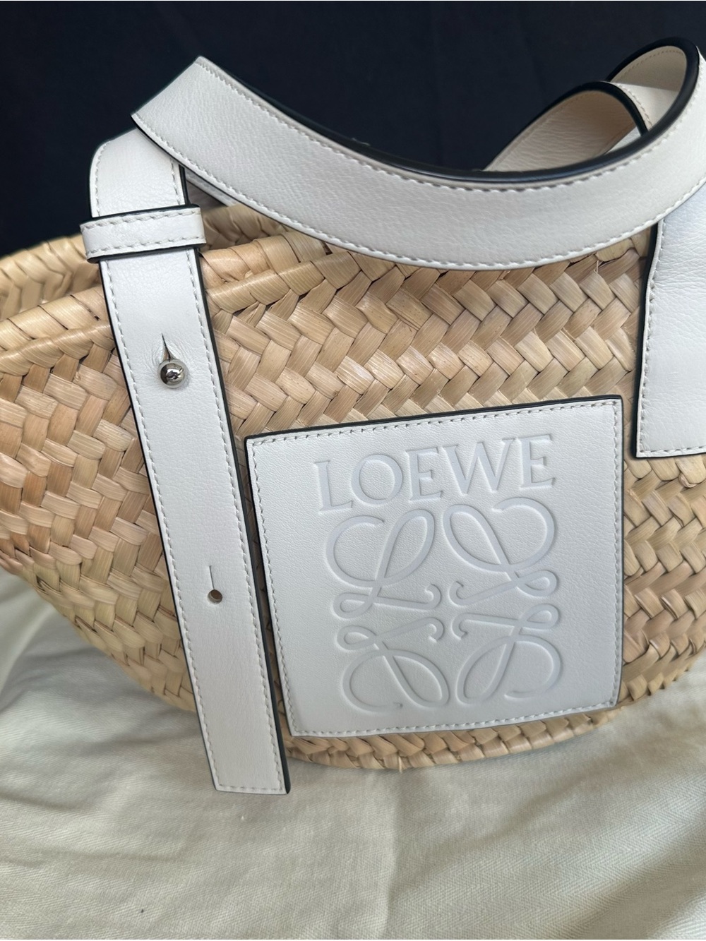 ✨Excellent Condition/Natural Woven Straw Tote with White Leather Trim Small✨ - Picture 15 of 15